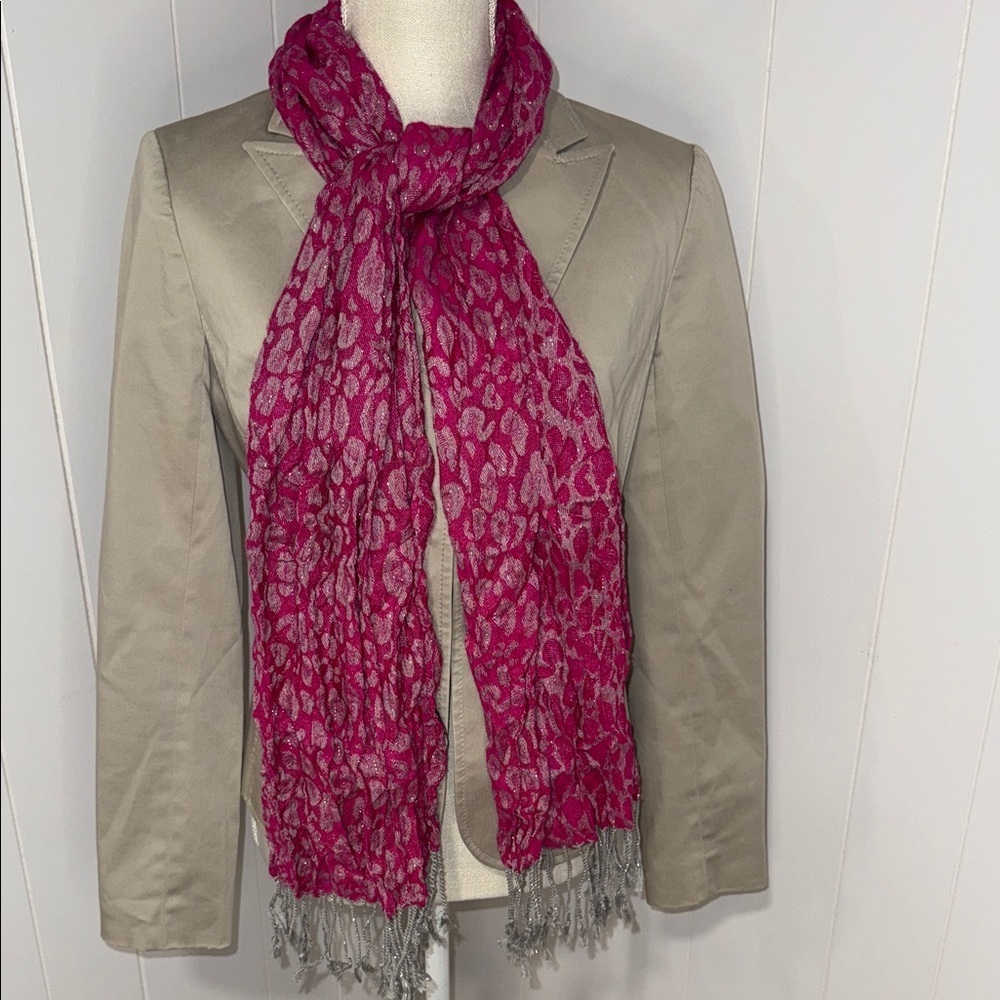 New York & Company Pink and Gray Patterned Scarf